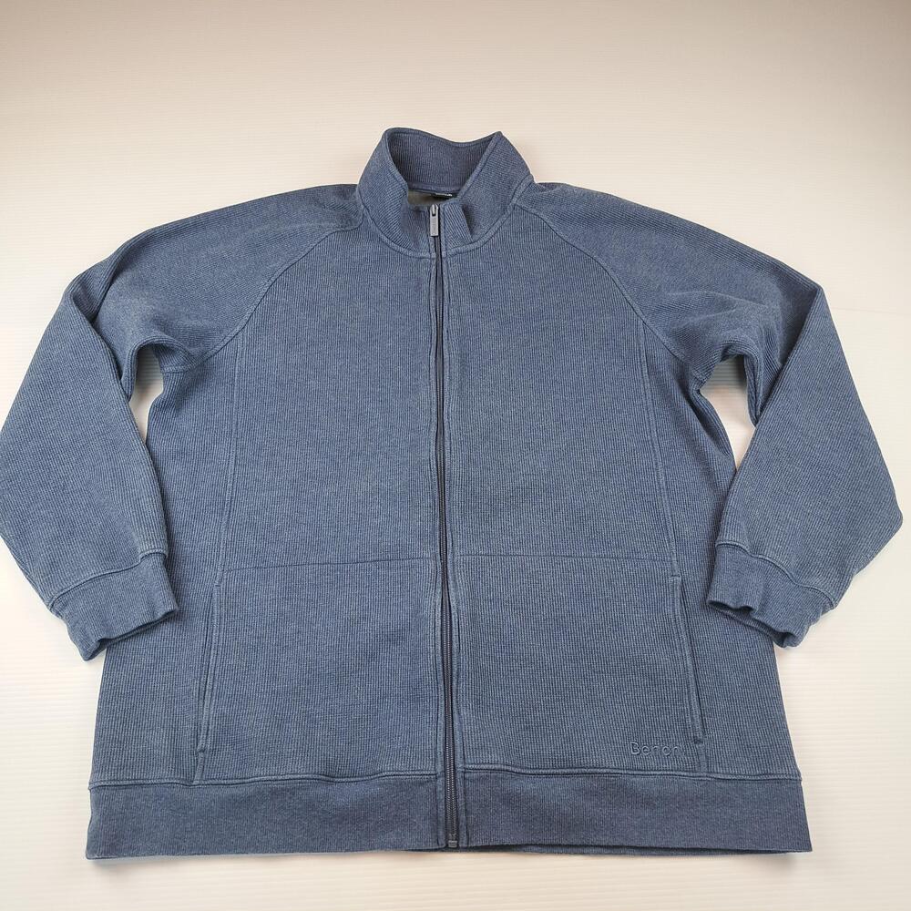 Bench Sweatshirt Mens 2XL Blue Full Zip Fleece Lined High Neck Jacket Casual